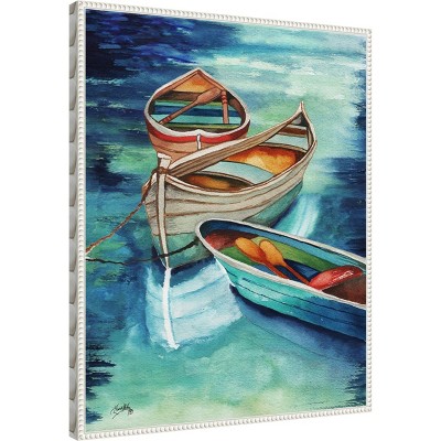 Beaded Perimeter Nautical Rowboats Canvas Wall Art