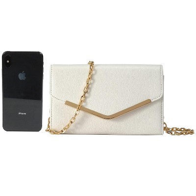 Generic Clutch Purse Evening Bag White Envelope Handbag With Detachable Chain - image 3