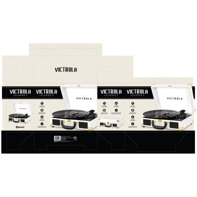 White and Gold Portable Vintage Style Bluetooth Turntable