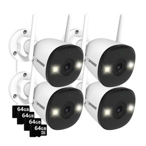 AI POWERED 4K Guard Pro Wi-Fi 6 Plug-in Security Camera with 64GB SD Card, 4 Pack - 1 of 4