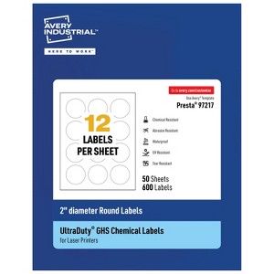 Avery UltraDuty GHS Labels, Waterproof, 2 Inch Round Labels, for Use with Laser Printers - 1 of 4