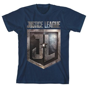 Justice League Movie Shield Logo Boy's Navy T-shirt - 1 of 1