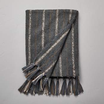 Chipped Stripe Woven Throw Blanket Dark Gray/Cream/Almond - Hearth & Hand™ with Magnolia