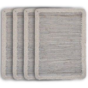 80" Navy Blue And Natural Solid With Border Cotton Table Runner - 1 of 4