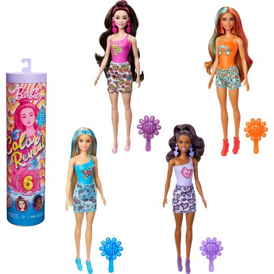 Barbie Color Reveal Rainbow-Inspired Series Doll &#38; Accessories with 6 Surprises, Color-Change Bodice