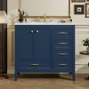 Lyngins 36" Freestanding Bathroom Vanity with Sink, Vintage Bathroom Storage Cabinet with Soft-Closing Door, Pine Wood Frame/Legs, Multi-Tier Storage - 2 of 4