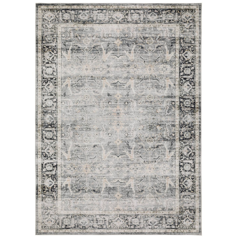 Photos - Area Rug 5'x7' Colette Washable Bordered Oriental Indoor  Charcoal/Gray - C