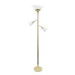 Torchiere Floor Lamp with 2 Reading Lights and Scalloped Glass Shades Gold - Lalia Home