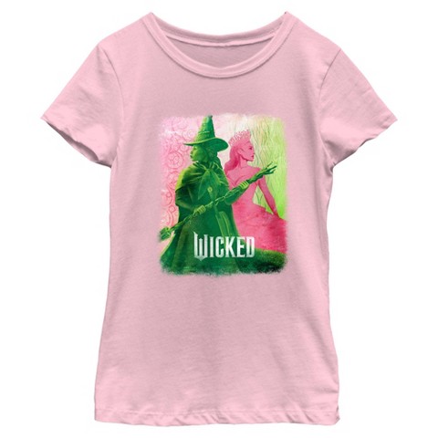 Wicked Girls Wicked Elphaba and Glinda Duotone T Shirt - Light Pink - Medium