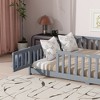 Whisen Twin Bed & Rubber Wood Floor Bed with Fence without Door, Multi - Functional Floor Bed for Kids' Sleep & Play - 4 of 4