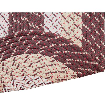 Classic Braided Brown Stripe Synthetic Indoor Runner Rug 24" x 66"
