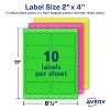 Avery 2"x 4" Neon Shipping Labels with Sure Feedfor Laser Printers, Assorted: Green, Pink, Yellow Labels, 500 Neon Labels (5956) - 4 of 4