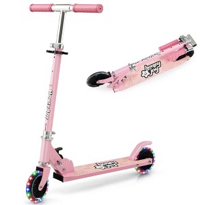Costway Folding Adjustable Height Kids Toy Kick Scooter Rear Brake 2 Flashing Wheels - 1 of 4