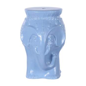 Orla 18.5" Modern Bohemian Elephant Ceramic Garden Stool - JONATHAN Y