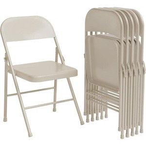 Acekool Set of 6 Beige All-Steel Folding Chairs, Metal Frame, Holds Up to 350 lbs, Portable for Indoor & Outdoor Events - 1 of 4
