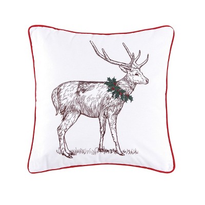 C&F Home 18" x 18" Holly Deer Embroidered Pillow