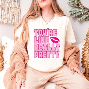 Simply Sage Market You're Like Really Pretty Lips Short Sleeve Tee - 2XL - Cream - 1 of 4
