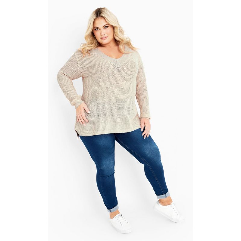 Women's Plus Size Kasey Sweater - oatmeal | AVENUE, 3 of 8