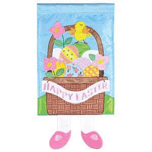 Dicksons Magnolia Garden Happy Easter Basket Eggs Pink 18 x 13 Polyester Crazy Legs Outdoor Garden Flag - 1 of 1