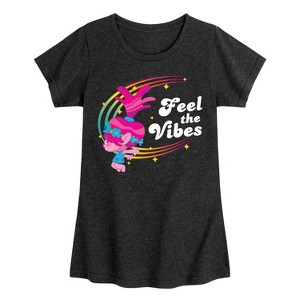 Girls' - Trolls - Feel The Vibes Poppy Fitted Short Sleeve Graphic T-Shirt - 1 of 4