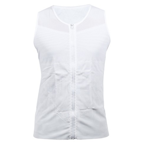 Unique Bargains Men Body Slimming Tummy Shaper Control Underwear With  Zipper Stretch Shapewear Polyester White L : Target