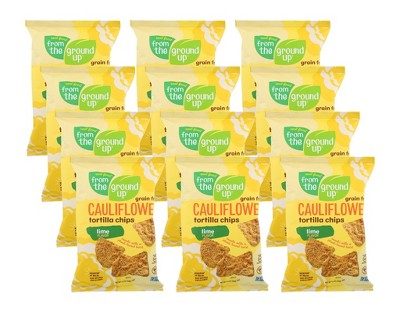 Real Food From The Ground Up Cauliflower Lime Tortilla Chips - Case of 12/4.5 oz