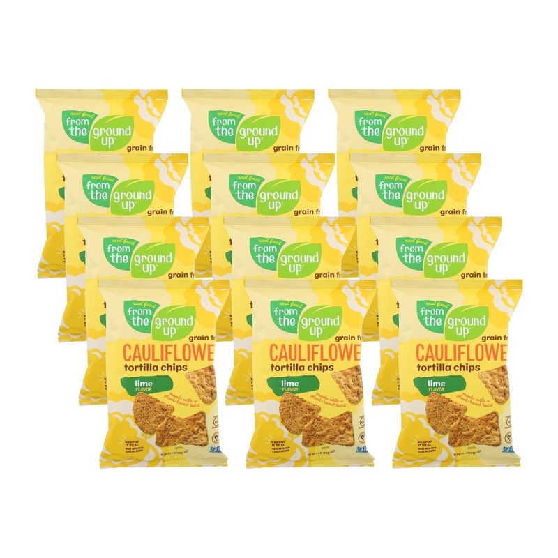 Real Food From The Ground Up Cauliflower Lime Tortilla Chips - Case of 12/4.5 oz, 1 of 7