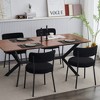 Set of 4 Mid-Century Modern Dining Chairs, Teddy Fabric Upholstered,  Curved Back , Metal Frame - 2 of 4