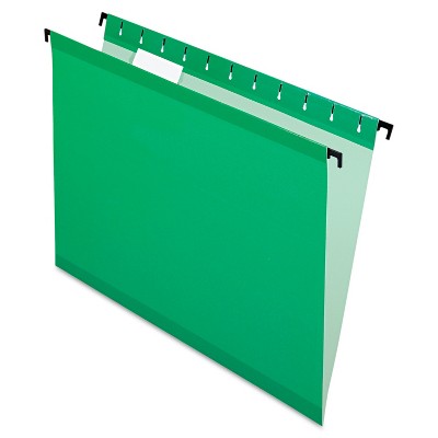 Pendaflex SureHook Poly Laminate Hanging Folders Legal 1/5 Tab Bright Green 20/Box 615315BGR