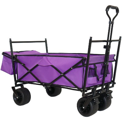Vynxaria 480Lbs Collapsible Wagon with Canopy, Lightweight Foldable Design, 7" All-Terrain Wheels, Perfect for Camping, Shopping, Sports, Garden Use