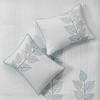 Sapphtopaz Comforter Set 6 Piece Bedding Set Floral Style Leaf Embroidered Reversible Quilt with Throw Pillows - 3 of 4