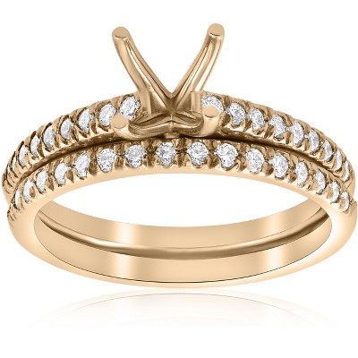 Pompeii3 3/8ct Diamond Engagement Ring Setting & Wedding Band 14k Yellow Gold