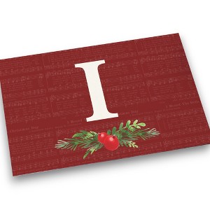 Personalization Mall Nostalgic Noel Burgundy Doormat, 18 x 27 - 1 of 1