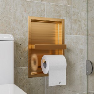 ALFI ABTPNP88-BG Brushed Gold PVD Stainless Steel Recessed Toilet Paper Holder Niche - 1 of 4