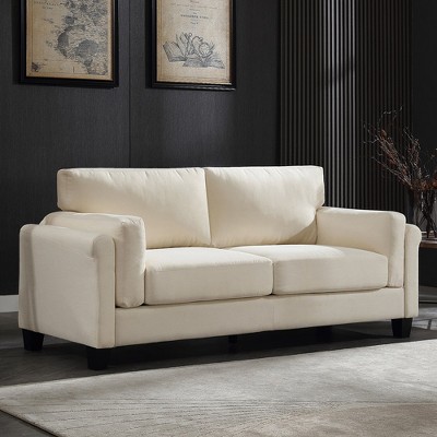 Modern Minimalist Couch Linen with Thick Cushion and Rolled Arm for Living Room-Morden Fort
