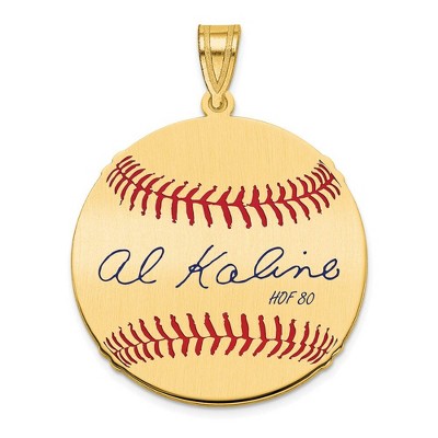 Black Bow Jewelry 14K Gold Plated Al Kaline Signature MD Enamel Baseball Pendant
