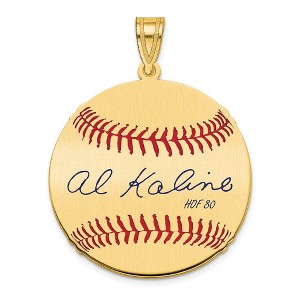 Black Bow Jewelry 14K Gold Plated Al Kaline Signature MD Enamel Baseball Pendant - 1 of 4