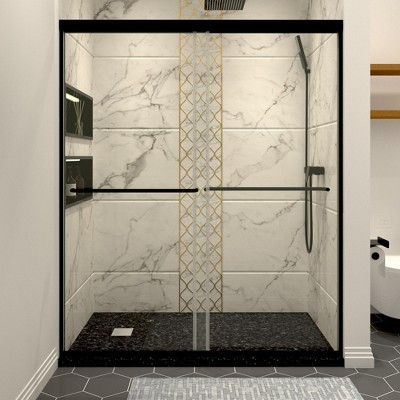 NicBex Shower Door 56-60" Wx70" H Double Sliding Glass and Anti-collision Frame Shower Door with 1/4" (6mm) Clear SGCC Tempered Glass
