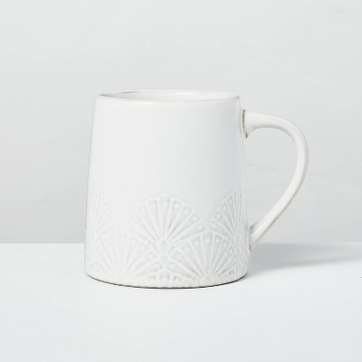 13.5oz Etched Fan Pattern Stoneware Mug Cream - Hearth & Hand™ with Magnolia