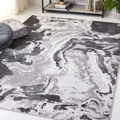 Contemporary Hand-Knotted Abstract Gray Round Rug