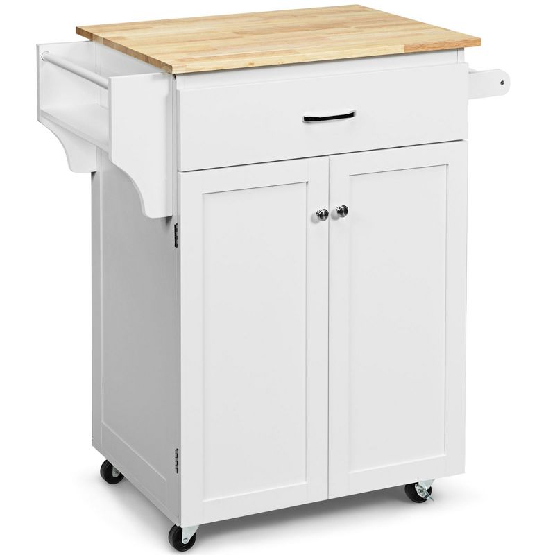 Costway Rolling Kitchen Island Utility Kitchen Cart Storage Cabinet Brown/White, 5 of 11