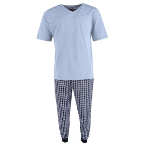 Ten West Apparel Men's V-Neck Top With Plaid Jogger Lounge Set - 1 of 4