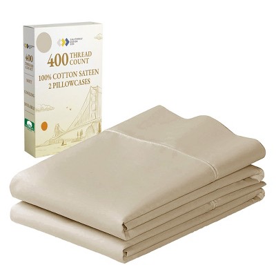 400 Thread Count Pillowcases, 100% Cotton Sateen, Soft & Cooling by California Design Den