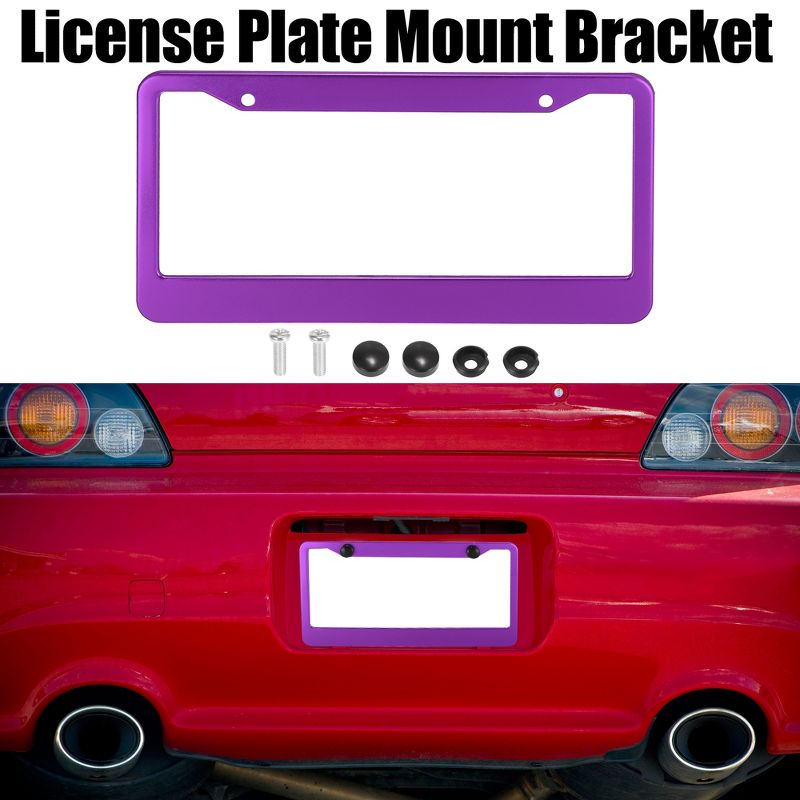 Unique Bargains 2 Holes Car License Plate Frame with Screws, 2 of 7