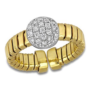 EVERLY JEWELRY |Two-Tone Silver 0.19 CT TGW Cubic Zirconia 4.7mm wide stretch omega Fashion Ring - 1 of 4