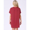 INSPIRE CHIC Womens Satin Nightgown Oversize V Neck Shift Dress Short Sleeve Loungwear Thigh Length Sleepdress - 4 of 4