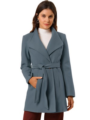 INSPIRE CHIC Women's Classic Stand Collar Long Sleeve Winter Belted Long Coat