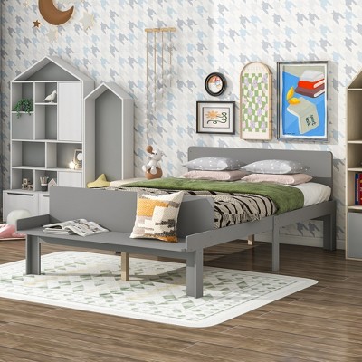 Full Size Platform Bed With Footboard Bench Gray Modernluxe Target   GUEST 295b6ba0 0ba1 4c37 B250 992e9056395b