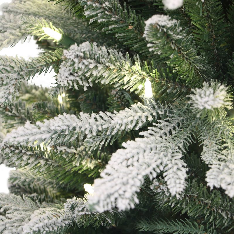 2ft Puleo Pre-Lit Flocked Potted Slim Artic Fir Artificial Christmas Tree Clear Lights, 4 of 5