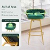 180° Swivel Barstools Set Of 2,31" Upholstered Barstools With Hand-Woven Backrest And Gold Metal Legs,Low Back Barstools -Maison Boucle - 3 of 4